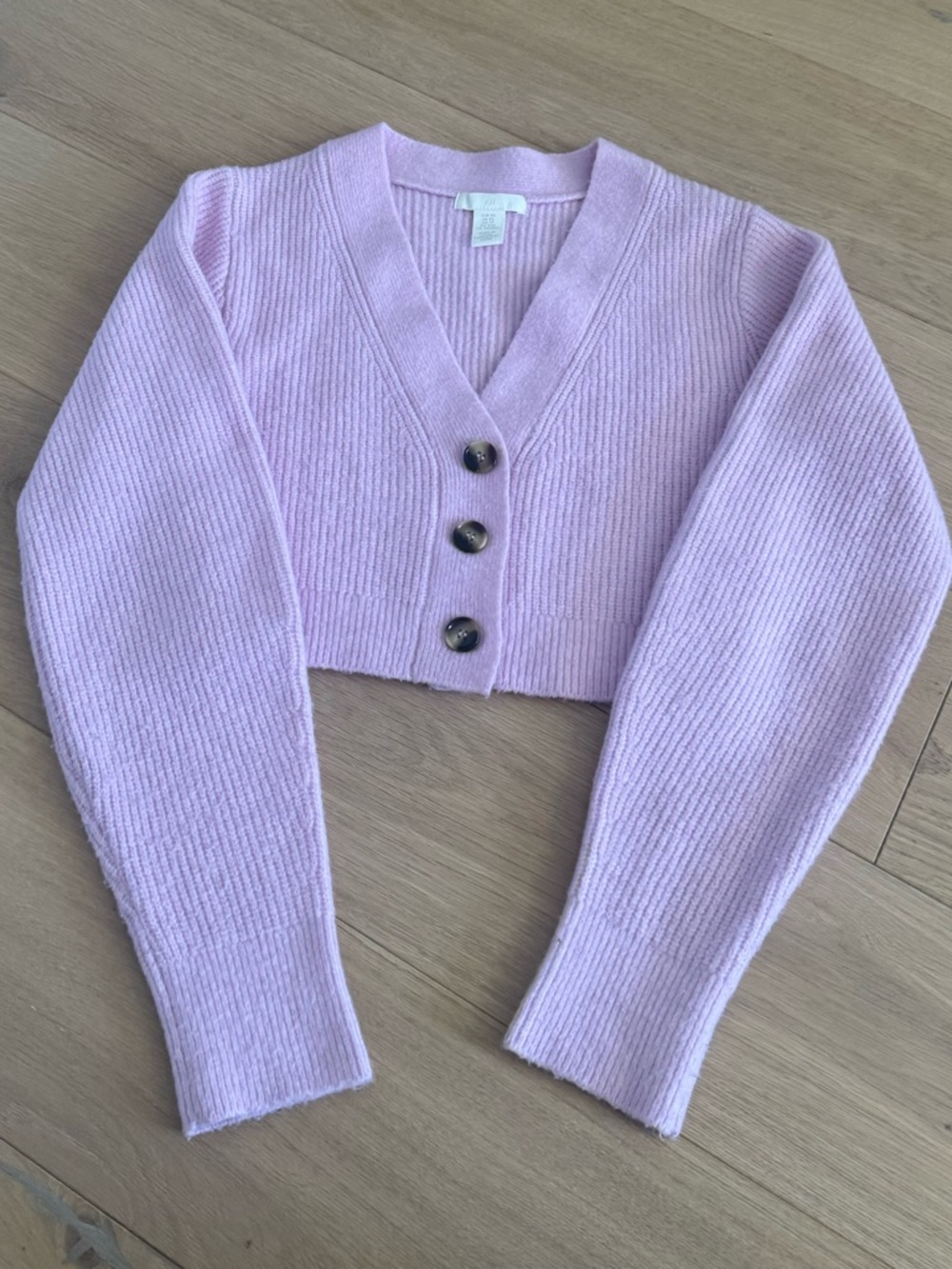 H&M Cropped V-Neck Button Cardigan - Light Lilac XSmall